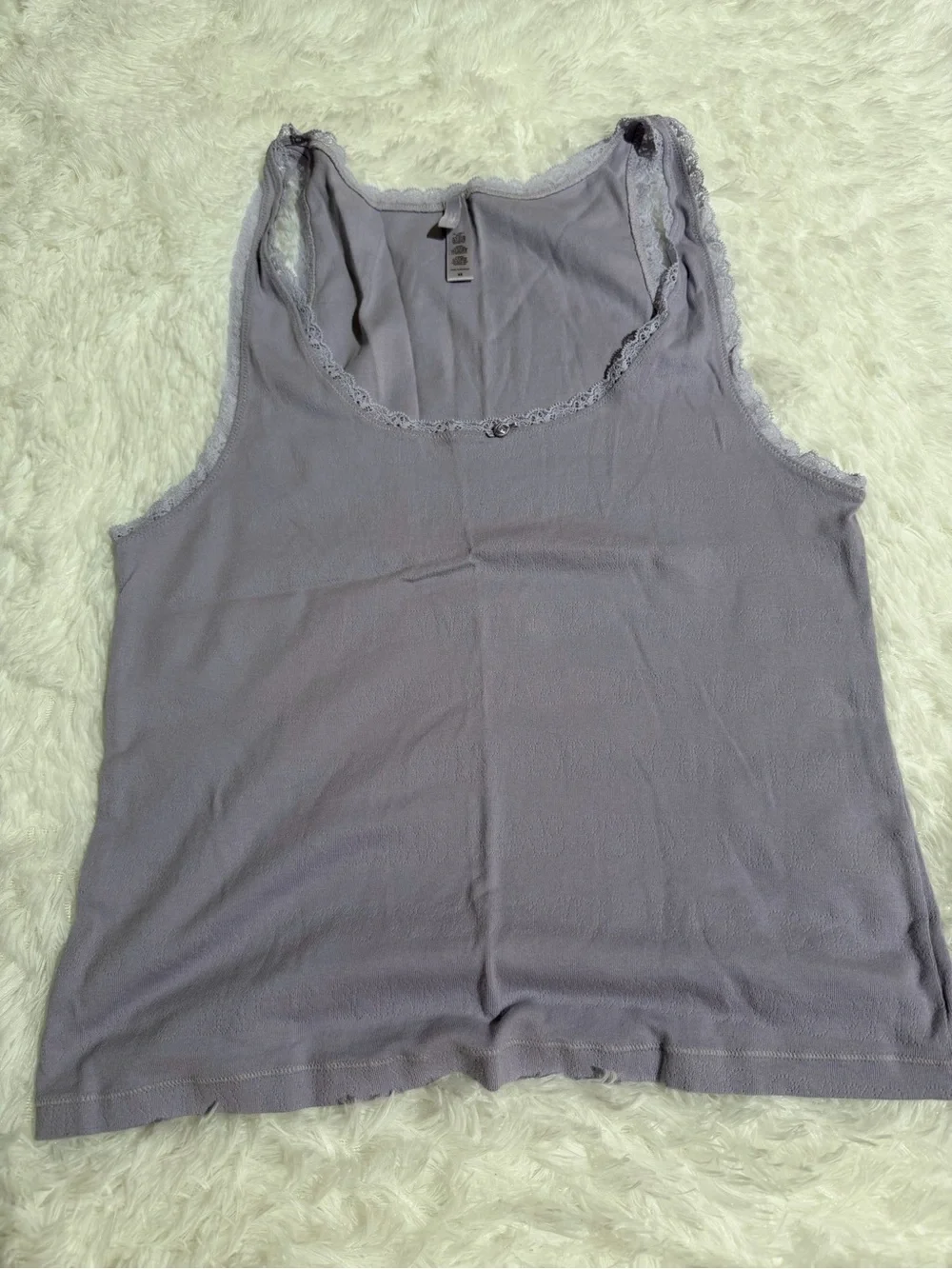 SKIMS 4X Matching Lace Pajama Set Pointelle Shorts Tank Top Lavender Purple Soft